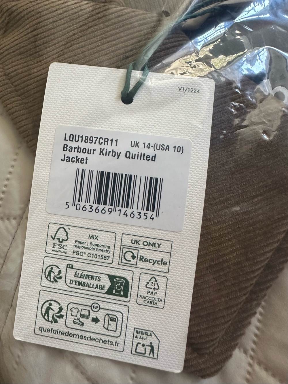 NEW Barbour Kirby Quilted Jacket.
Cream. US 10. NWT - Picture 7 of 9